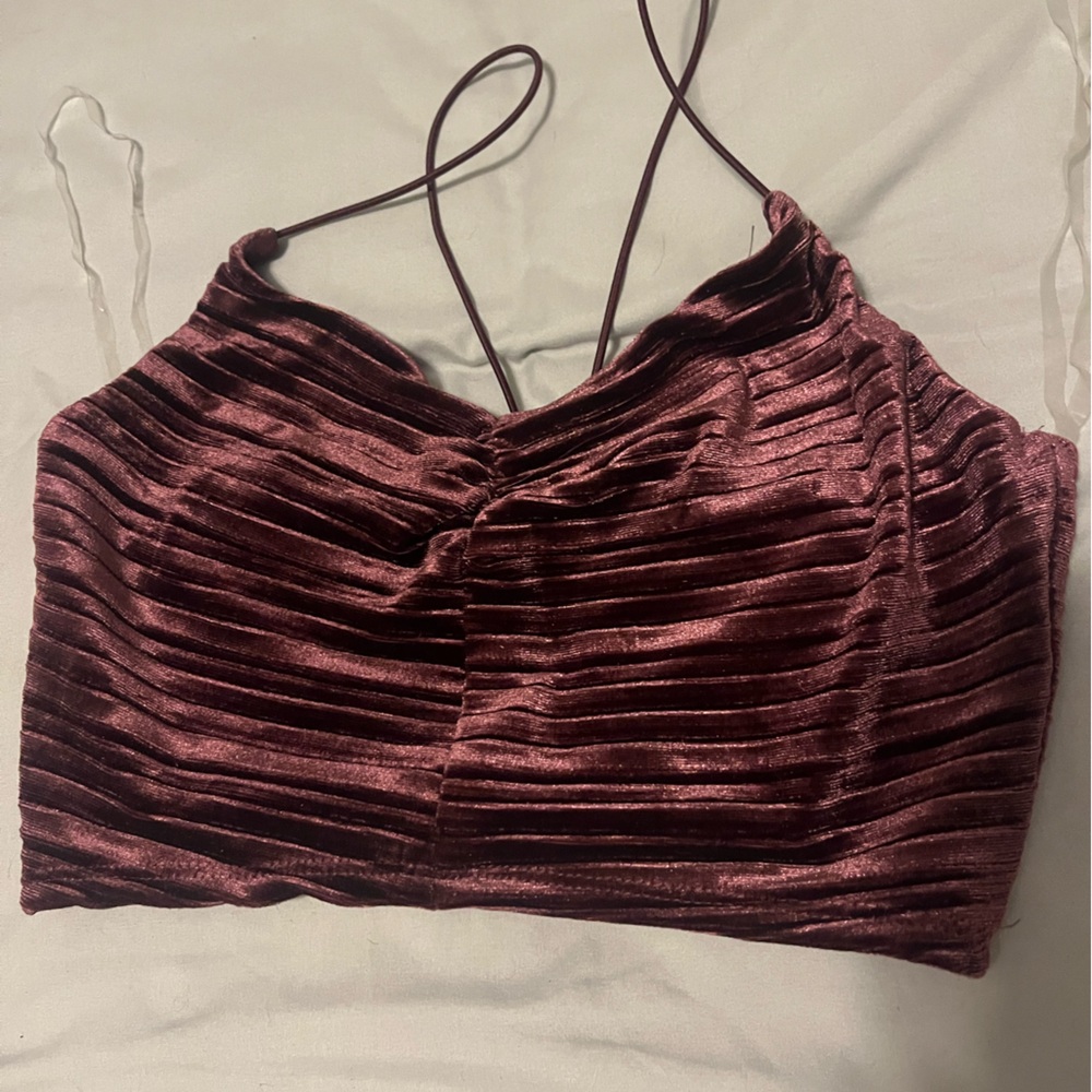 Wild Fable Maroon Velvet Ruched Tank Top